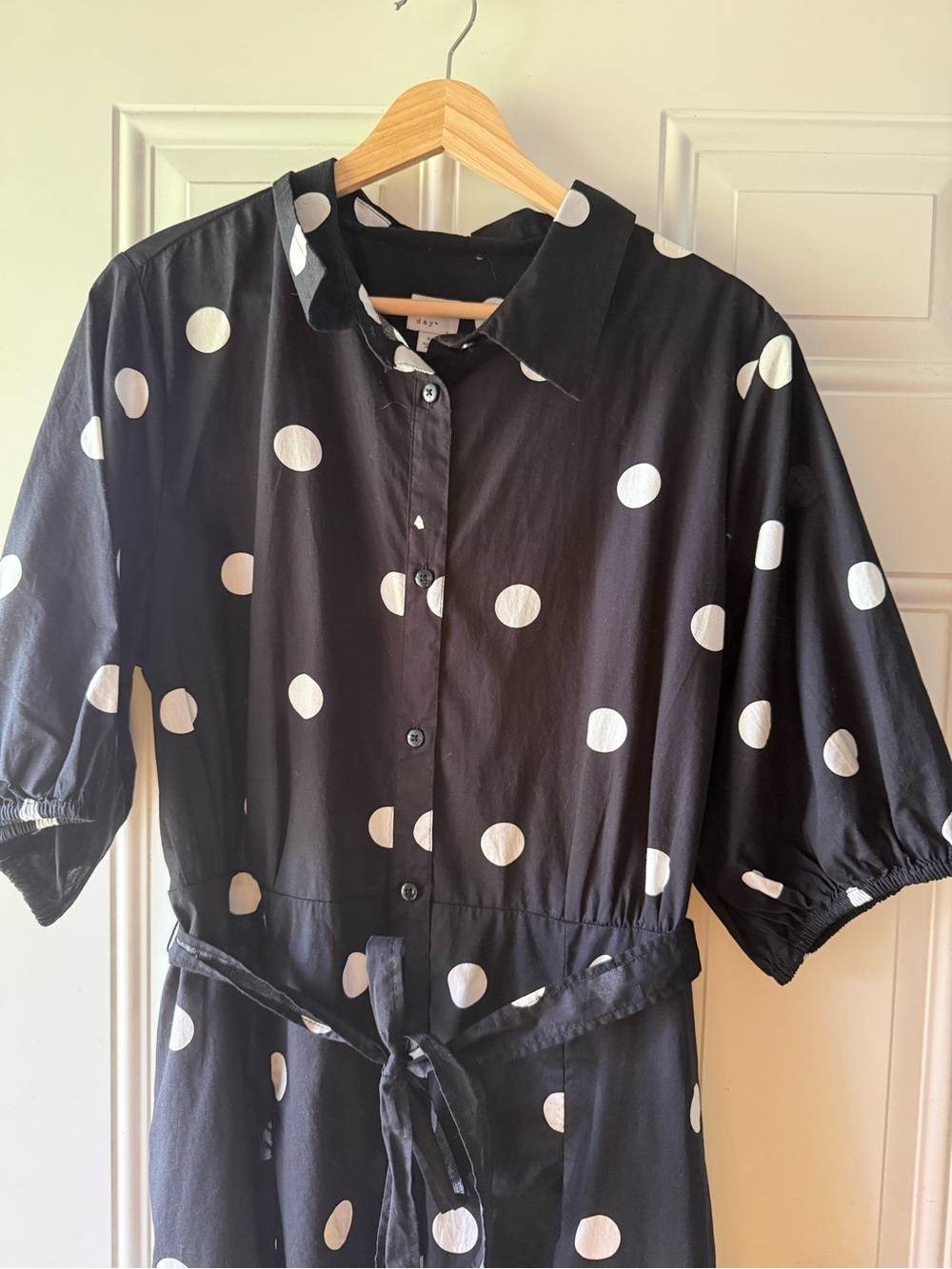 A new day lightweight cotton black and white polka dot midi dress XL - Picture 2 of 7